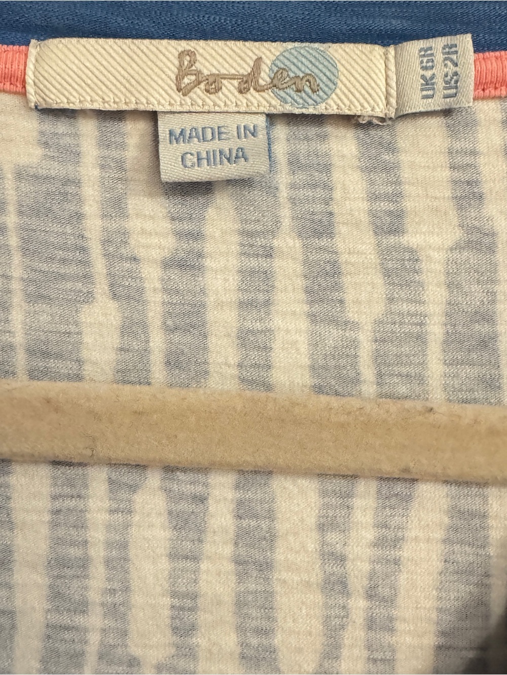 Boden Lola Soft Stretch Blue & White Midi Faux Wrap Dress Sz 2 - Picture 2 of 5